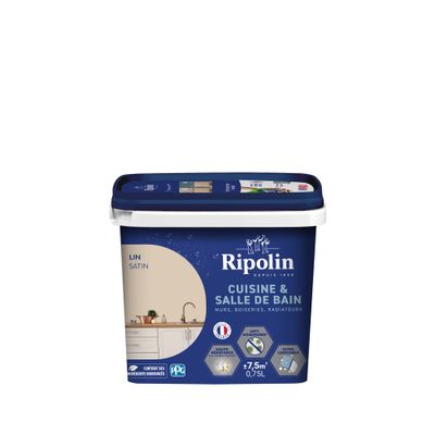 Peinture Cuisine & Bain Lin satin 0,75 L - RIPOLIN