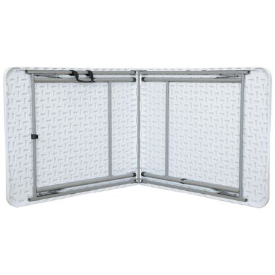 Table de jardin pliante blanc acier et matière recyclée 180 x 74 x 74 cm - RONDY