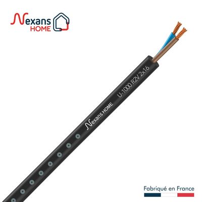 Câble électrique U1000 R2V 2 x 16 mm² rigide intérieur/extérieur au mètre - NEXANS