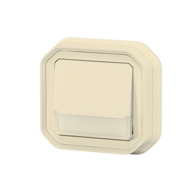 Bouton poussoir inverseur étanche IP55 lumineux + porte-étiquette encastrable Beige - Plexo LEGRAND
