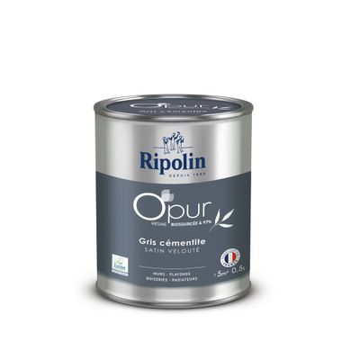 Peinture O'PUR Satin Gris CEMENTITE 0,5 L - RIPOLIN