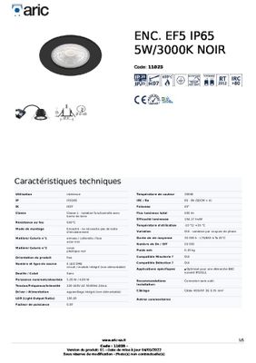 Spot à encastrer IP65 Dimmable BBC 3000K Noir 500 lumen ARIC