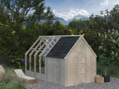 Abri de jardin Emilia ExtensionGris 4 m2 Autoclave Livraison à domicile incluse