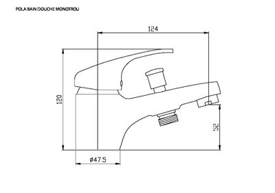 Mitigeur bain et douche monotrou chromé Pola EUROSANIT