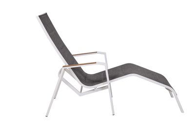 Bain de soleil à bascule aluminium blanc et textilène gris anthracite  BARCELONE - BOCARNEA