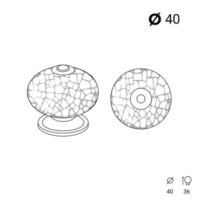 Bouton de meuble boule porcelaine craquelée diamètre 40 mm REI
