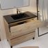 Meuble de salle de bains Timber 3 tiroirs L80 x H83 x P46 cm MDF chêne naturel + vasque céramique noire - AURLANE