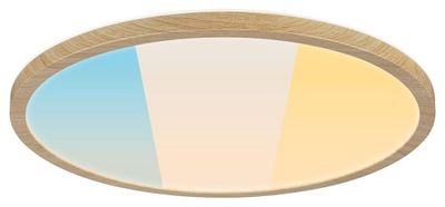 Plafonnier salle de bains LED Atria Shine Ø 40cm effet bois IP44 2800 lumens blanc variable CCT - PAULMANN