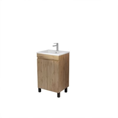 Meuble de salle de bains Timber 2 portes 50 x 81 x 40 cm MDF chêne vasque blanche - AURLANE