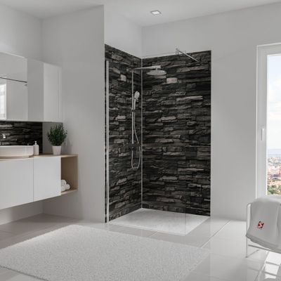 Panneaux muraux de douche 100+100x210 cm parement ardoise DécoDesign Décor - SCHULTE