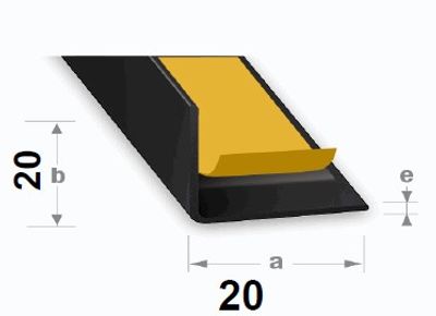Cornière égale adhésive PVC laqué noir 20 x 20 mm 2,60 m CQFD