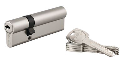 Cylindre de serrure double entrée 30 x 65 mm Trafic 6 haute sécurité nickelé 5 clés THIRARD