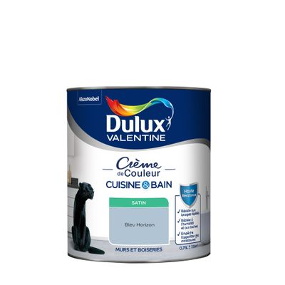 Peinture Crème de Couleur Cuisine et Bain Satin Bleu Horizon 0,75 L - DULUX VALENTINE