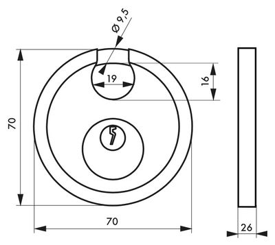 Cadenas à clé largeur 70 mm THIRARD