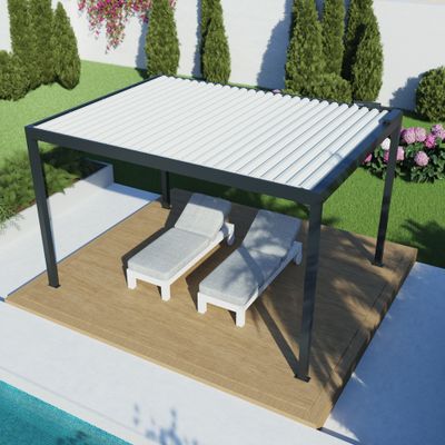 Pergola autoportée motorisée avec kit éclairage LED Sofia 4 x 3 m HOMALU