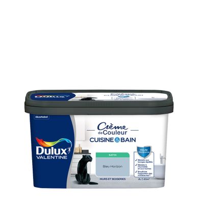 Peinture Crème de Couleur Cuisine et Bain Satin Bleu Horizon 2 L - DULUX VALENTINE