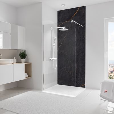 Panneau mural de douche 100x255 cm marbre anthracite cuivre DécoDesign Softtouch - SCHULTE