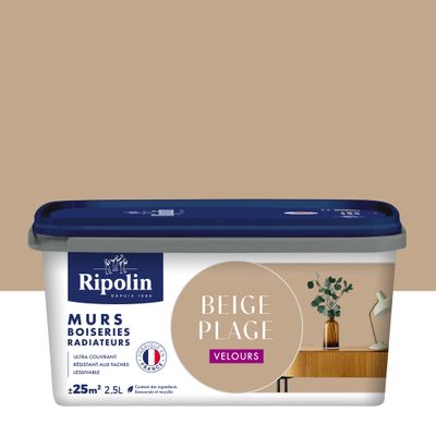 Peinture murs, boiseries et radiateurs beige plage velours 2,5 L - RIPOLIN