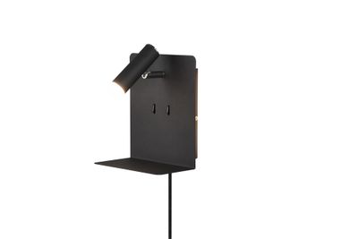 Spot LED mural avec tablette 3W + 1,5W lumière blanc chaud Noir- Element TRIO