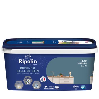 Peinture Cuisine & Bain Bleu Madura 2 L - RIPOLIN