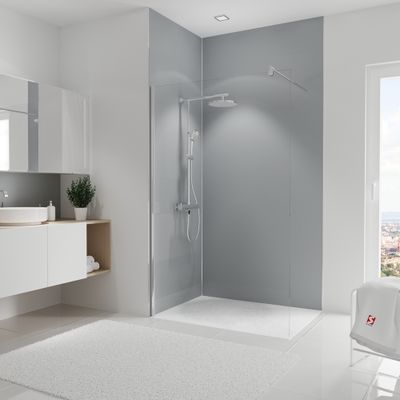 Panneaux muraux de douche 90+120x255 cm gris argenté DécoDesign Couleur - SCHULTE