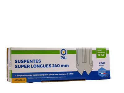 Suspente super longue pour fourrure - L.240 mm - boîte de 50 - PAI