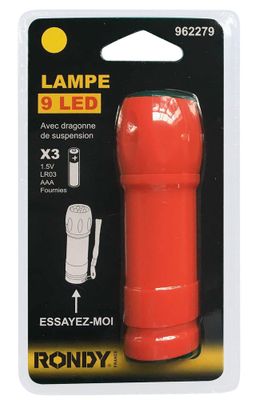 Lampe torche à piles LED rouge - RONDY