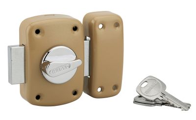 Verrou de porte d'entrée Corvette à bouton et cylindre 35 mm doré 3 clés THIRARD