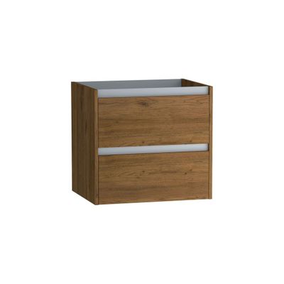 Caisson de salle de bains Thana 2 tiroirs L60 x H55 x P45 cm panneau de particules vieux chêne