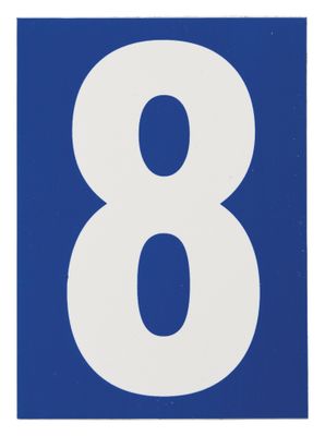 Plaque chiffre 8 adhésive 65 x 90 mm fond bleu THIRARD