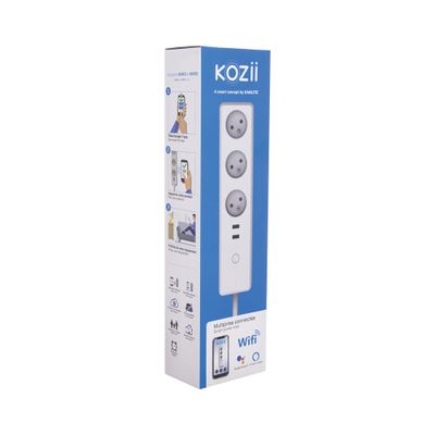 Multiprise connectée WiFi et Bluetooth 3 prises + 2 USB Blanc - Kozii XANLITE