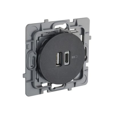 Double prise USB C et USB A noir Casual Evo - DEBFLEX