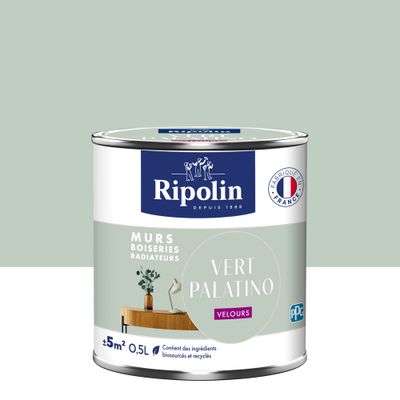 Peinture murs, boiseries et radiateurs vert palatino velours 0,5 L - RIPOLIN
