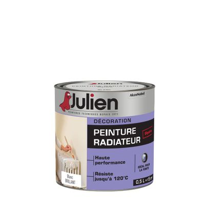 Peinture radiateur glycéro blanc brillant 0,5 L - JULIEN