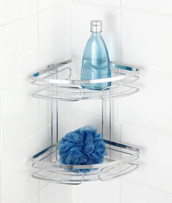 Étagère d'angle à 2 niveaux acier inox Premium WENKO