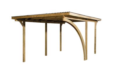 Abri carport simple avec avancée de toit plat et arcs, Livraison à domicile incluse - WEKA