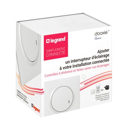 Variateur de lumière connecté sans neutre + plaque Blanc - Dooxie with Netatmo LEGRAND