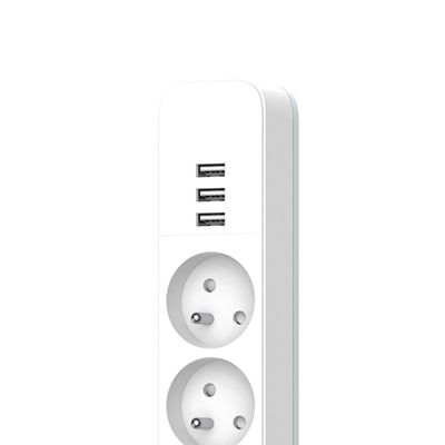 Multiprise avec interrupteur 4 prises + 3 USB-A 1,5m blanc - QUARX