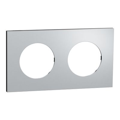 Plaque de finition 2 postes Odace 2025 Métal effet aluminium / noir - SCHNEIDER ELECTRIC