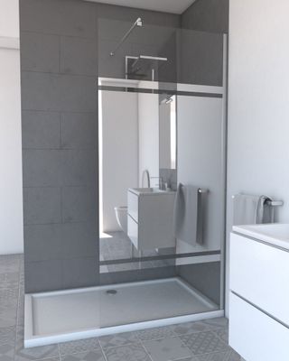 Paroi de douche à l'italienne 90x200 cm profilé chrome verre miroir 8 mm Parma - AURLANE