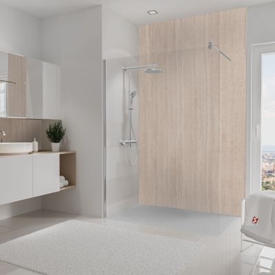 Panneau mural de douche 150x255 cm travertin romain DécoDesign Décor - SCHULTE