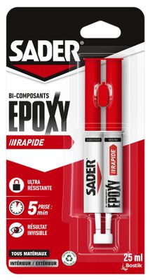 Colle de réparation époxy bi-composant rapide 25 ml - SADER