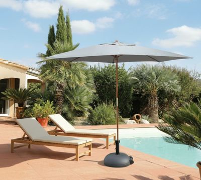 Parasol droit 2x 3m gris  mat en eucalyptus  PROLOISIRS Livraison à domicile incluse