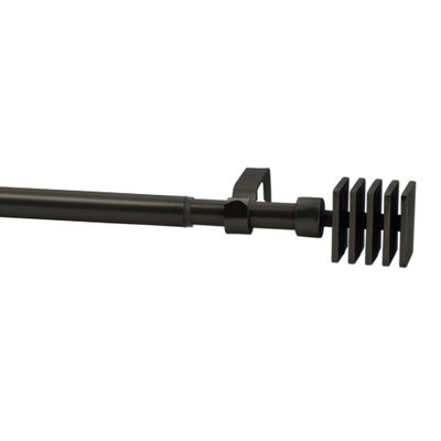 Kit de tringle à rideaux extensible en métal de 1.20 à 2.10 m diam 16 mm Finition Noir mat - MOBOIS