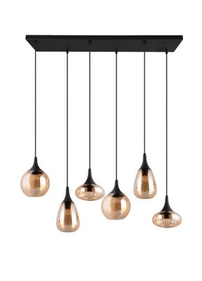 Suspension E14 Lumina noir et verre ambre 6x40W - TRIO