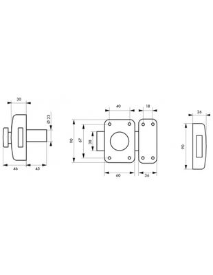 Verrou de porte d'entrée à bouton et cylindre 45 mm par 2 THIRARD