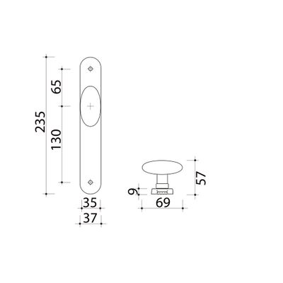 Poignées de porte Chic aluminium noir sans trou ALPERTEC