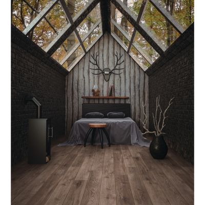 Sol stratifié décor bois chêne foncé Liverpool AQUAFIT ép 8 mm 19,5 x 128,8 cm AC5 2,26 m²/pqt AJ TIMBER