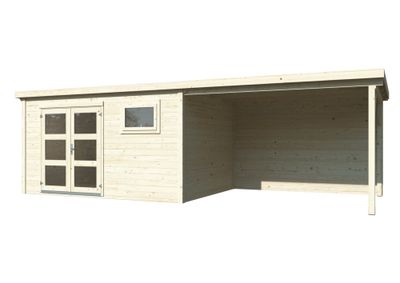 Abri de jardin avec pergola en bois Lya 2 - ép.28 mm - 23 m² hors-tout - Livraison à domicile incluse - WHITE WOOD