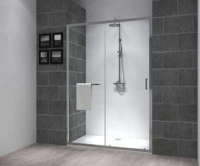 Porte de douche coulissante 140x195 cm profilé chrome verre transparent 6 mm Serenity - OCEA
